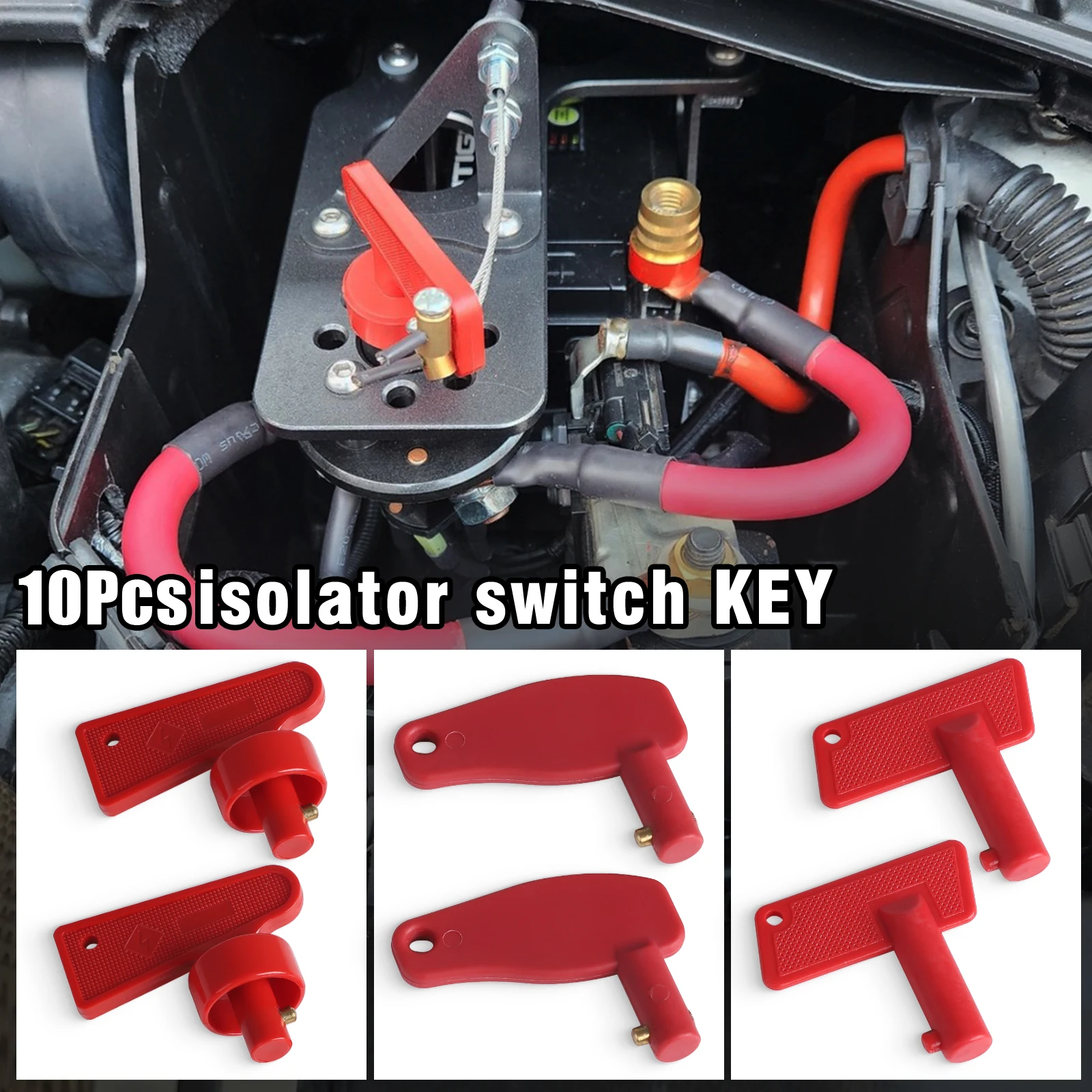 Mini Clé Rouge De Rechange Pour Déconnexion De Batterie, 10 Pièces, Interrupteur D'alimentation, Adapté Pour Voiture Marine, Bateau, RV, ATV, Camion Automobile