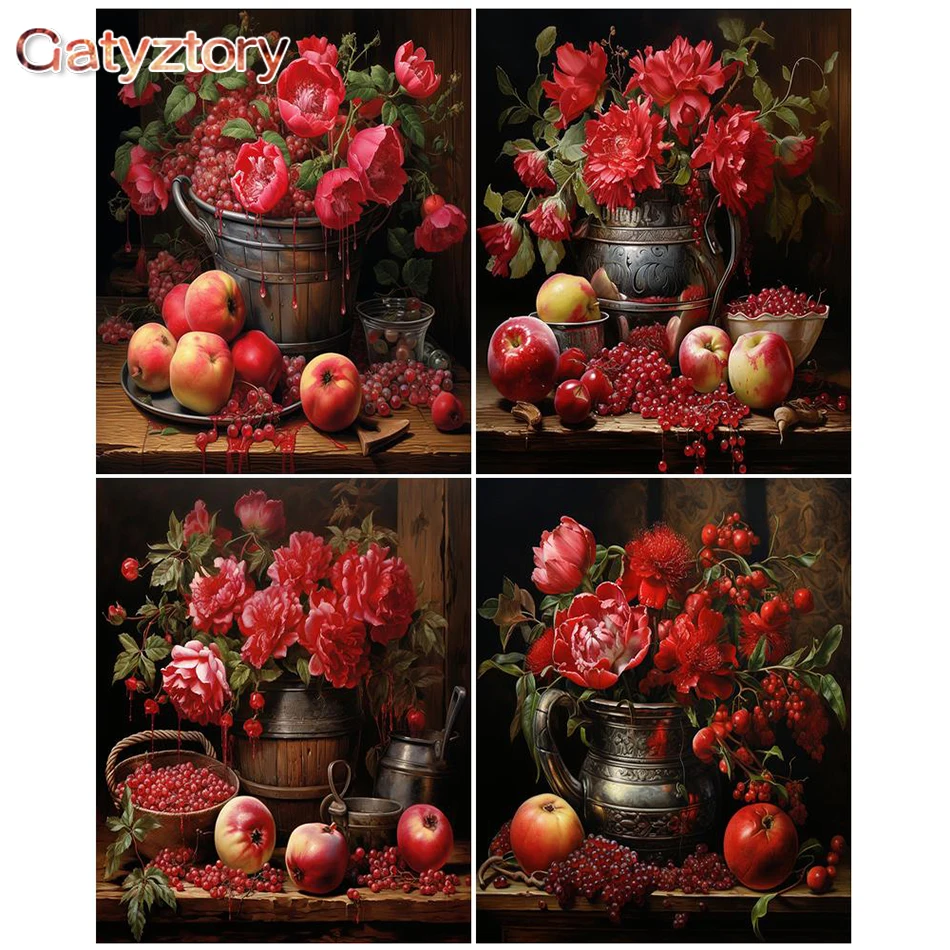 

GATYZTORY Painting By Numbers Flower Fruit Landscape Drawing On Canvas HandPainted For Adults Picture By Number For Home Decor