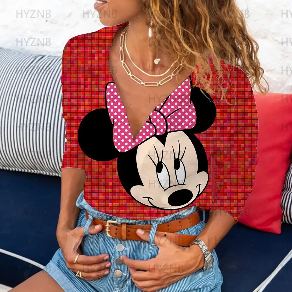 Cool T Shirt Polo Shirts Emo Summer Streetwear Y2k Mickey Fashion Woman Blouses 2022 Sexy Clothes Long Sleeves Minnie Mouse Kpop 3