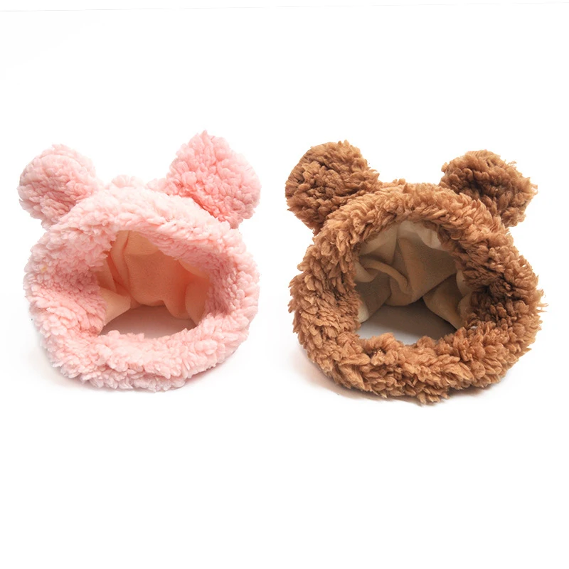 귀여운 강아지 코스튬 재미있는 애완 동물 고양이 모자, 따뜻한 곰 머리띠, 애완 동물 모자, 코스프레 사진 소품, 새끼 고양이 강아지 파티 코스튬 고양이 액세서리