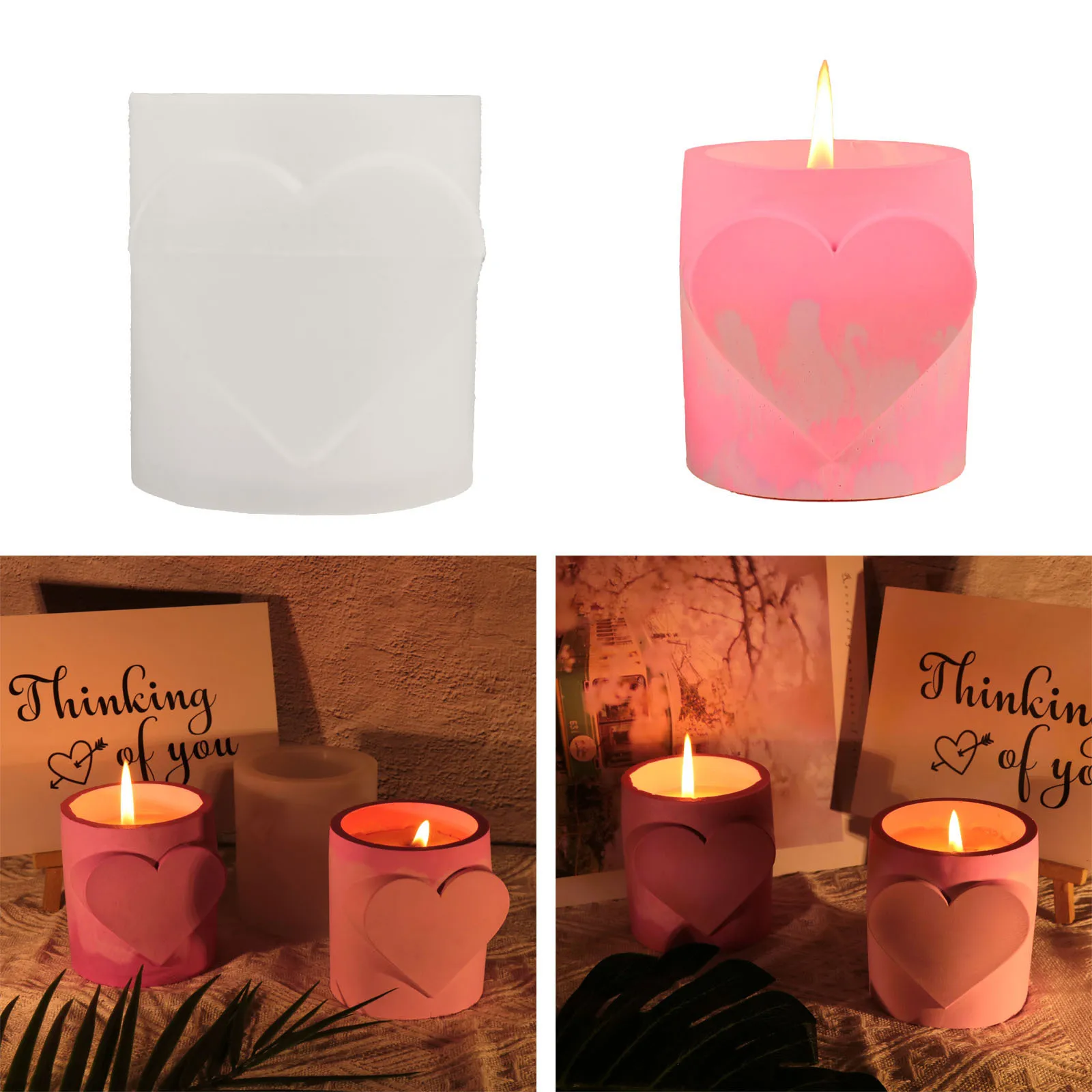 

DIY Love Candle Holder Epoxy Silicone Molds Aromatherapy Gypsum Candle Cup Molds Resin Making Jewelry Pen Holder Storage Molds