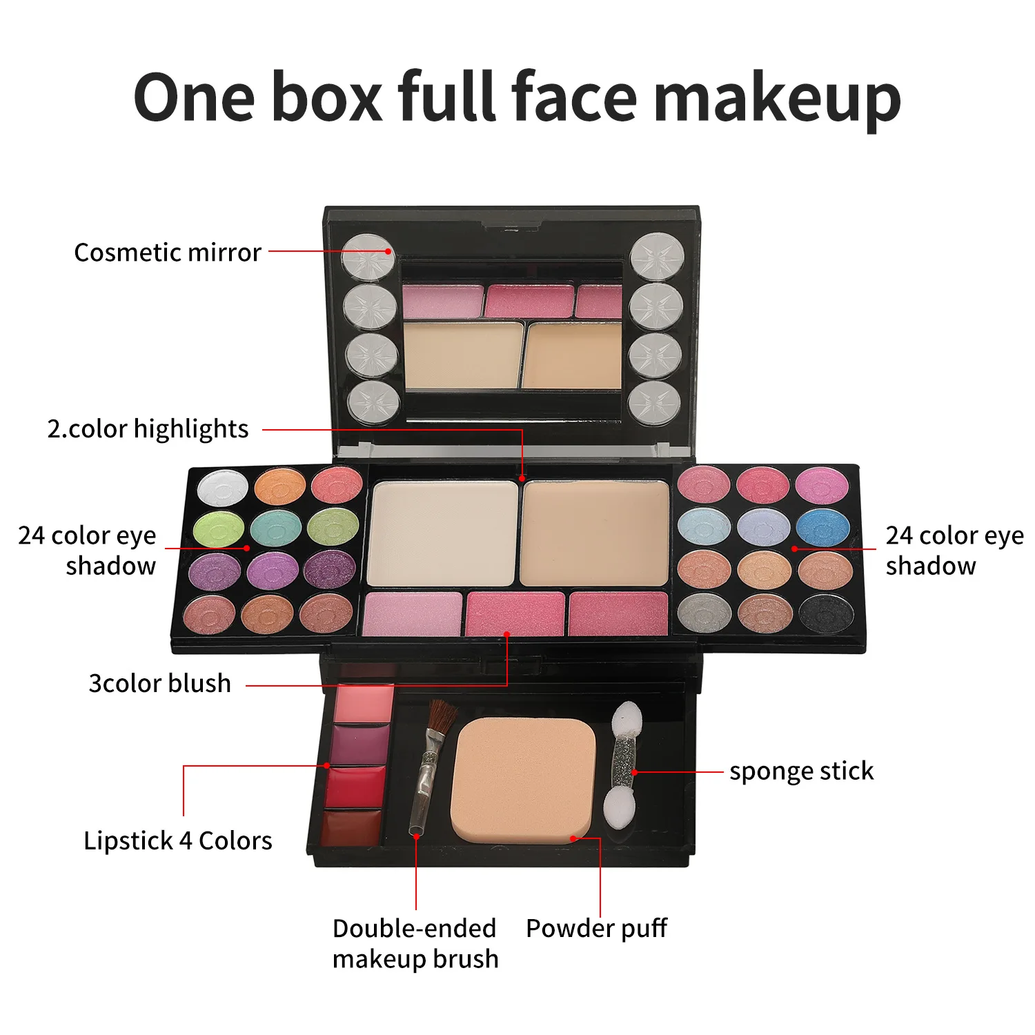 Professional Makeup Set Shimmer Eyeshadow Palette Lipgloss Stick Foundation Blush Powder Make Up Kit For Women Shadows Cosmetics