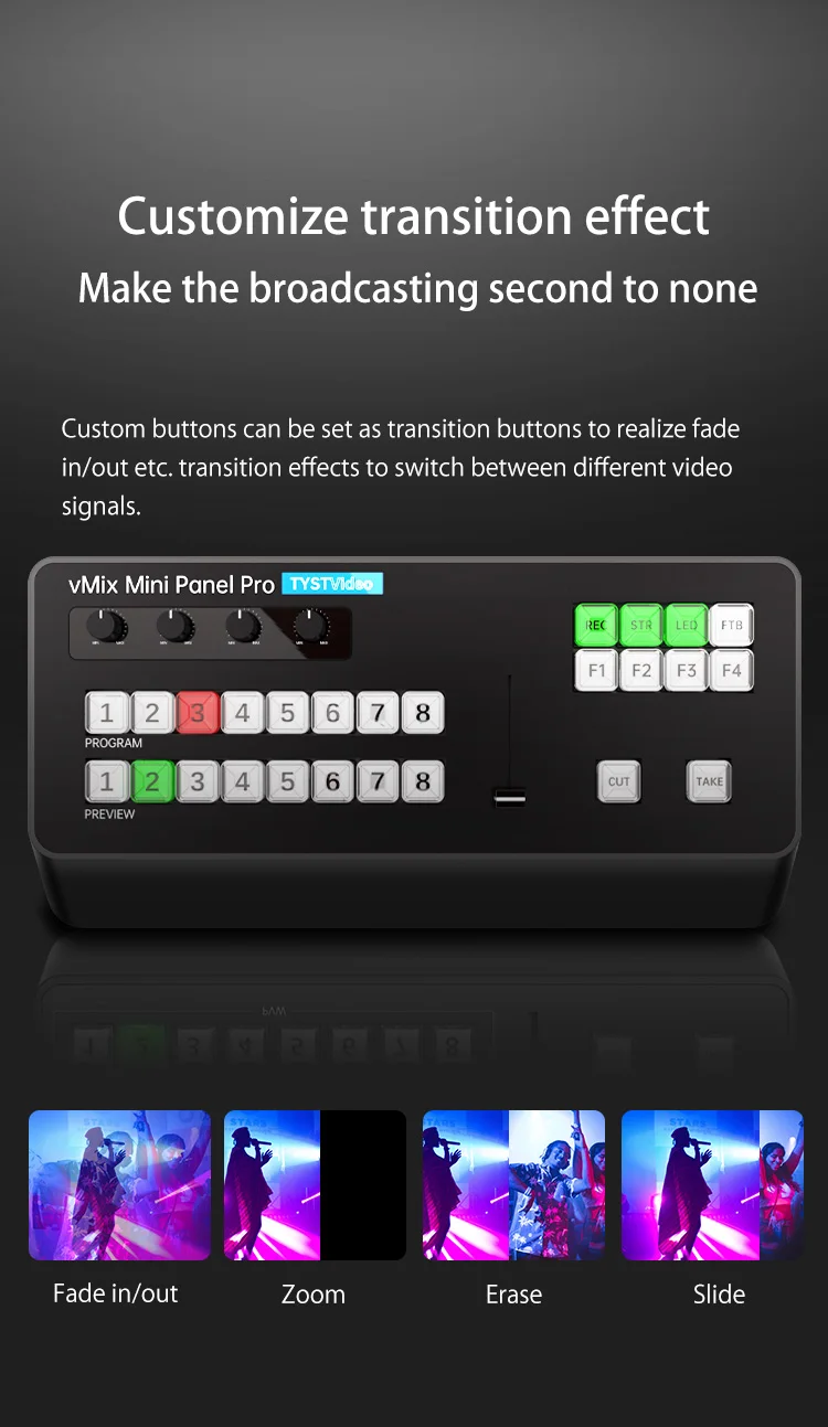 TYST Video Vmix Mini Pro Switcher BDM Control Panel MIDI2.0 Video Recording Swit