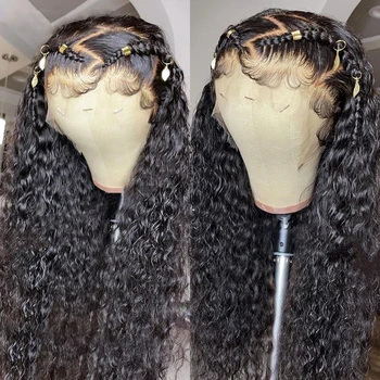 Transparent 360 Lace Frontal Wig Curly Lace Front Human Hair Wigs Brazilian Deep Water Wave Wig Lace Closure Wig Pre Plucked 1