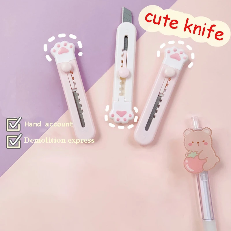 Portable Cute Cat Claw Utility Knife Cute Creative Exquisite DIY Hand Account Decoration Paper Cutting Tools Art Supplies Kawaii utility knife paper cutter cutting knife art knife paper cutting knife