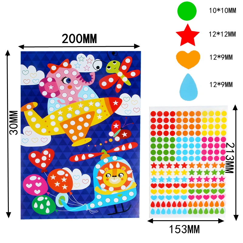 DIY Colorful Dot Mosaic Puzzle Stickers Cartoon Animal Primary Learning Creative Educational Toys For Children Kids Games Gift 5