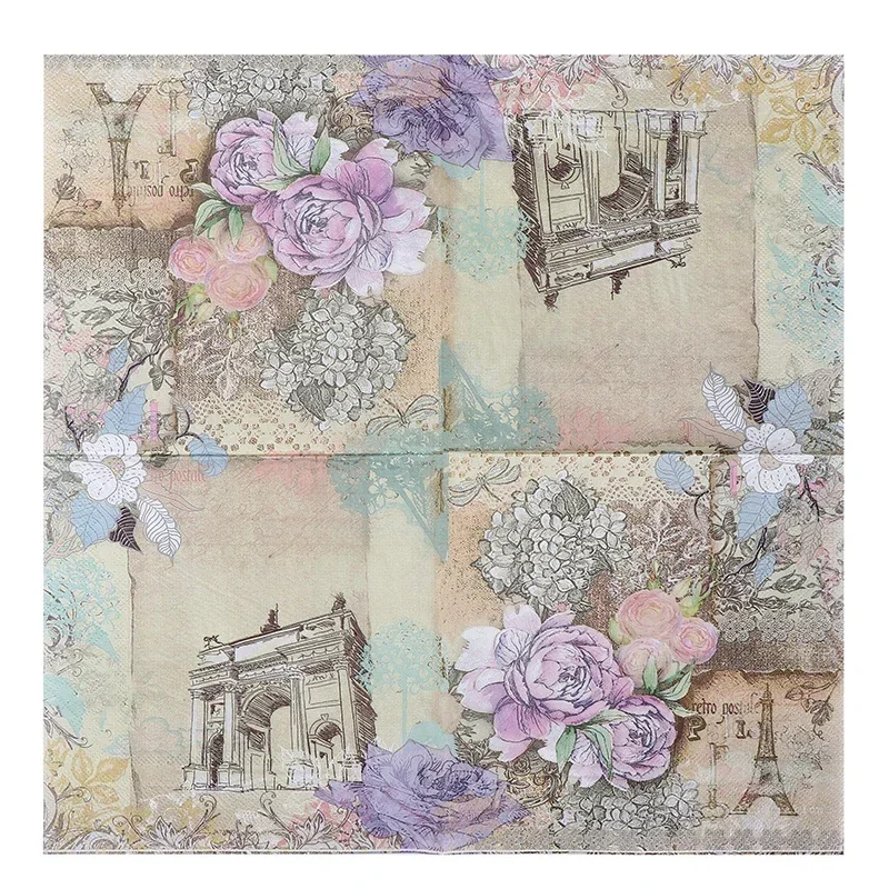 20pcs/Pac 33*33cm New Pylon Printing Napkins Colorful Paper Napkins Butterfly Bone Bart Handmade DIY Material Paper Placemat paper napkins disposable paper placemats