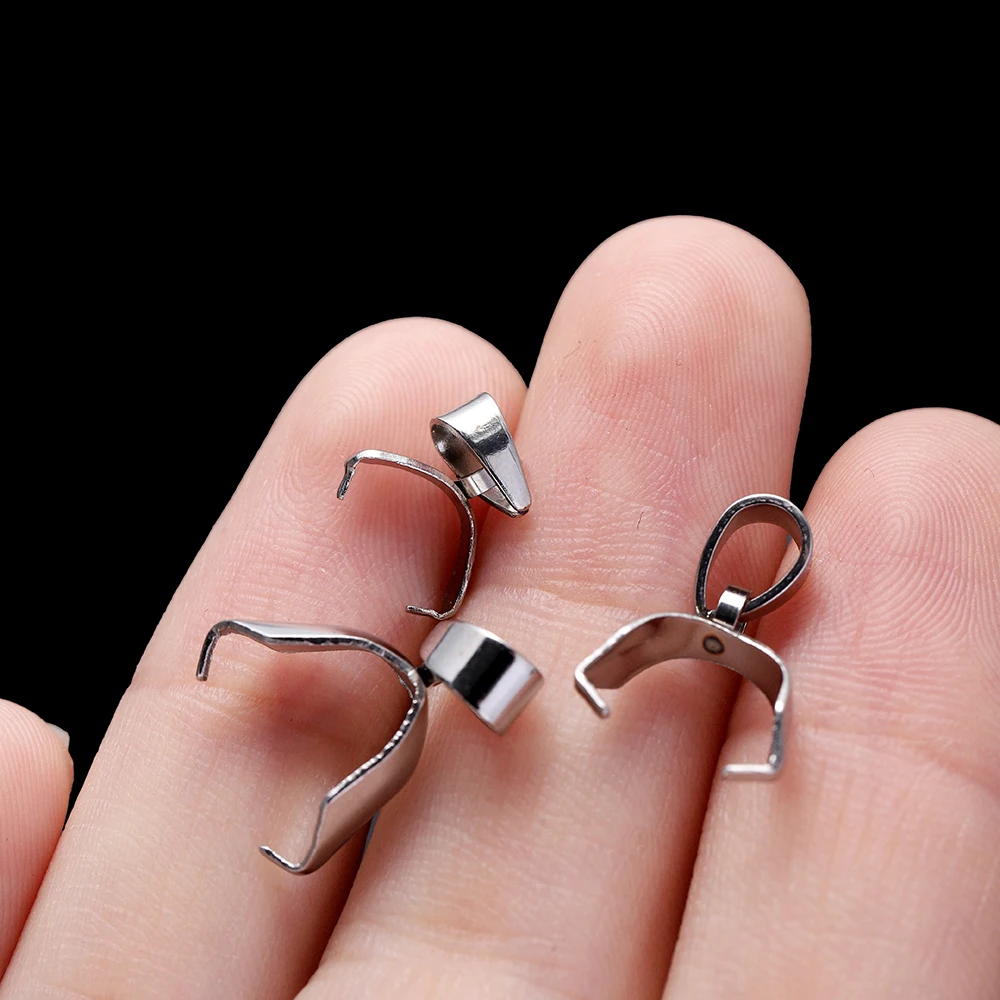 20pcs Stainless Steel Charms Pendant Clip Clasps Pinch Bail Clip for  Necklace Pendant Connector DIY Jewelry