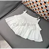 Sweet Cake Skirt Women's Ruffles Casual Simple Short Mini White Chiffon Skirt Black Kerean New 2024 Puffy Ballet Style Skirts 3