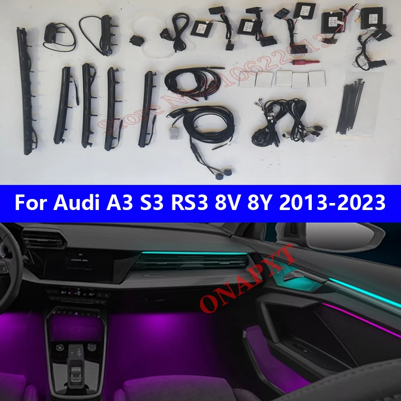 

Декоративная лампа для Audi A3 S3 RS3 8V 8Y 2013-2023, приборная панель для двери автомобиля Footwell, Вентиляционная решетка, детская Регулируемая кнопка управления APP MMI