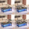 Coffee Table, Lift Top Coffee Table with Storage, LED Light & Power Outlet & Hidden Compartment, Retro Center Table ，Black Oak 6