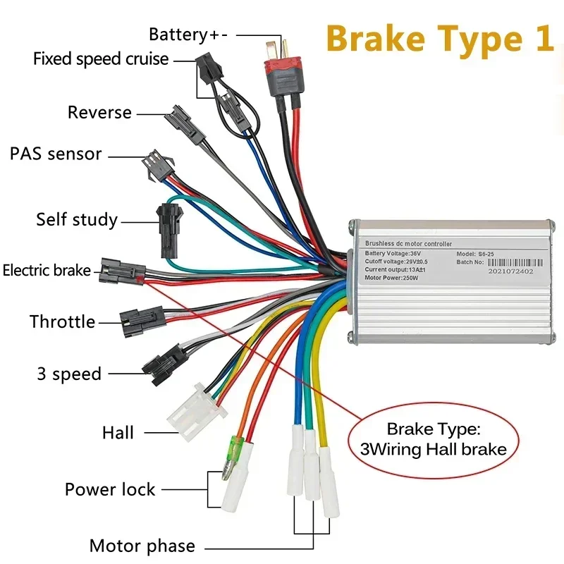 Bicicleta Elettrico Brushless Controller 25A 36V 48V 500W 350W Scooter Elettrico BLDC Controller Per Scooter Accessori Per Biciclette - immagine 5