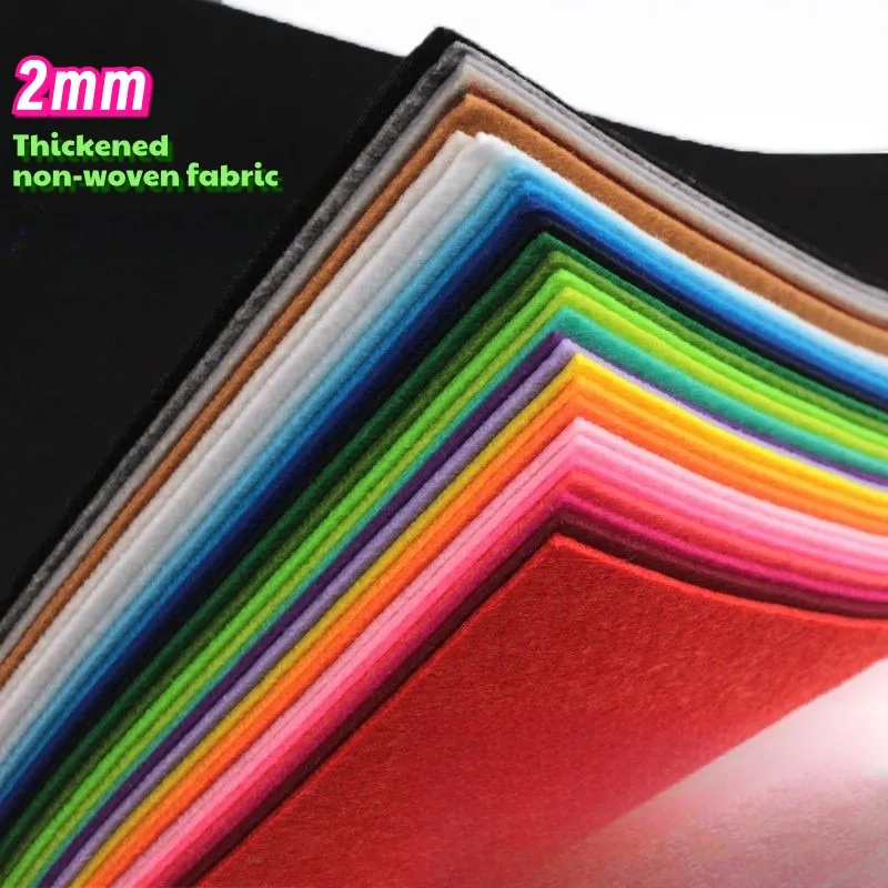 Colorful Nonwoven Fabric Felt Squares (2mm, 50x50cm) for DIY Crafts and Handmade Projects, 18 Vibrant Colors