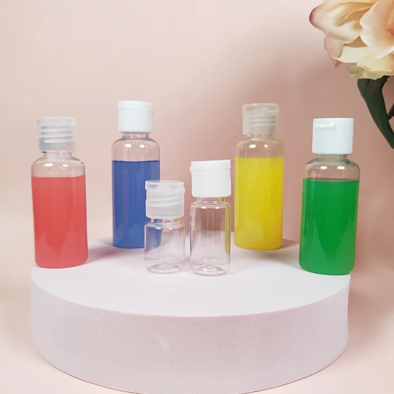 10Pcs Empty 5ml-100ML Clear Plastic PET Bottles Travel Sample Container with Flip Caps For Liquids Shampoo Lotion Conditioner