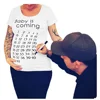 Baby Is Coming Calendar Maternity T-shirt Clothing Pregnant Letter Print Baby Is Coming Pregnants Tops Blouse Short Sleeve Tops 3