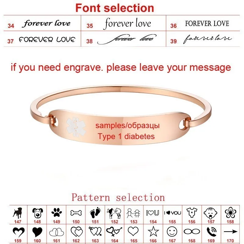Women's Cuff Bracelet BangleType 1 Diabetes Medical Alert ID Allergy Femme Bangle Pulseira Mom Gift medical alert bracelet