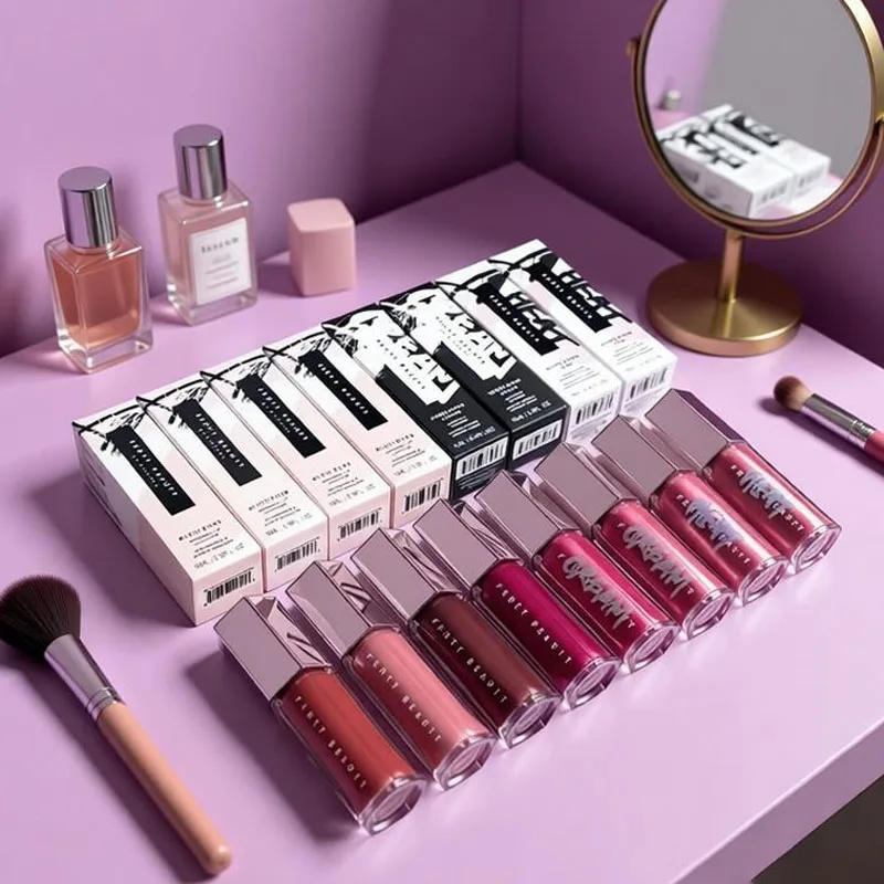Fenty Beauty Makeup Suit Lip Gloss High Gloss Matt Powder Contour Stick and Setting Loose Powder Lady Lasting Natural Makeup