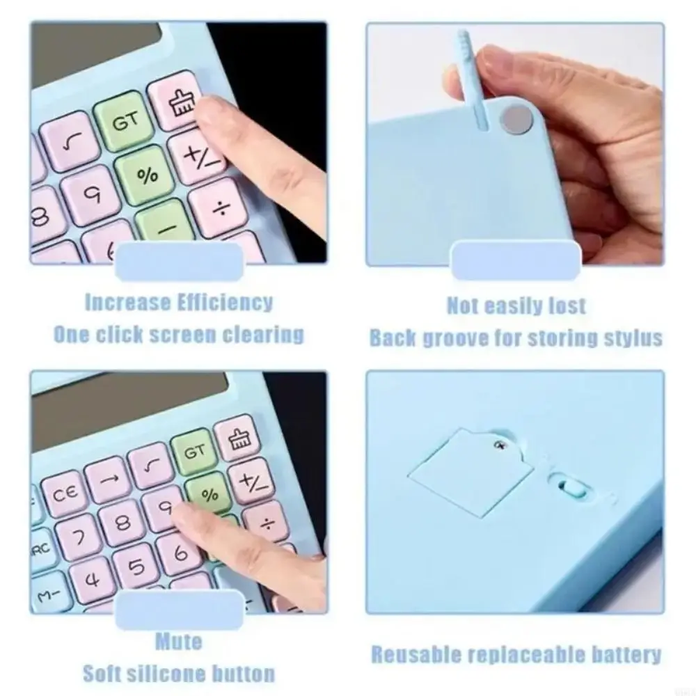 대형 LCD 디스플레이 계산기, 필기판 포함, 태양광 전원, 휴대용, 12자리, 태양광 계산기, 큰 버튼, 지울 수 있음