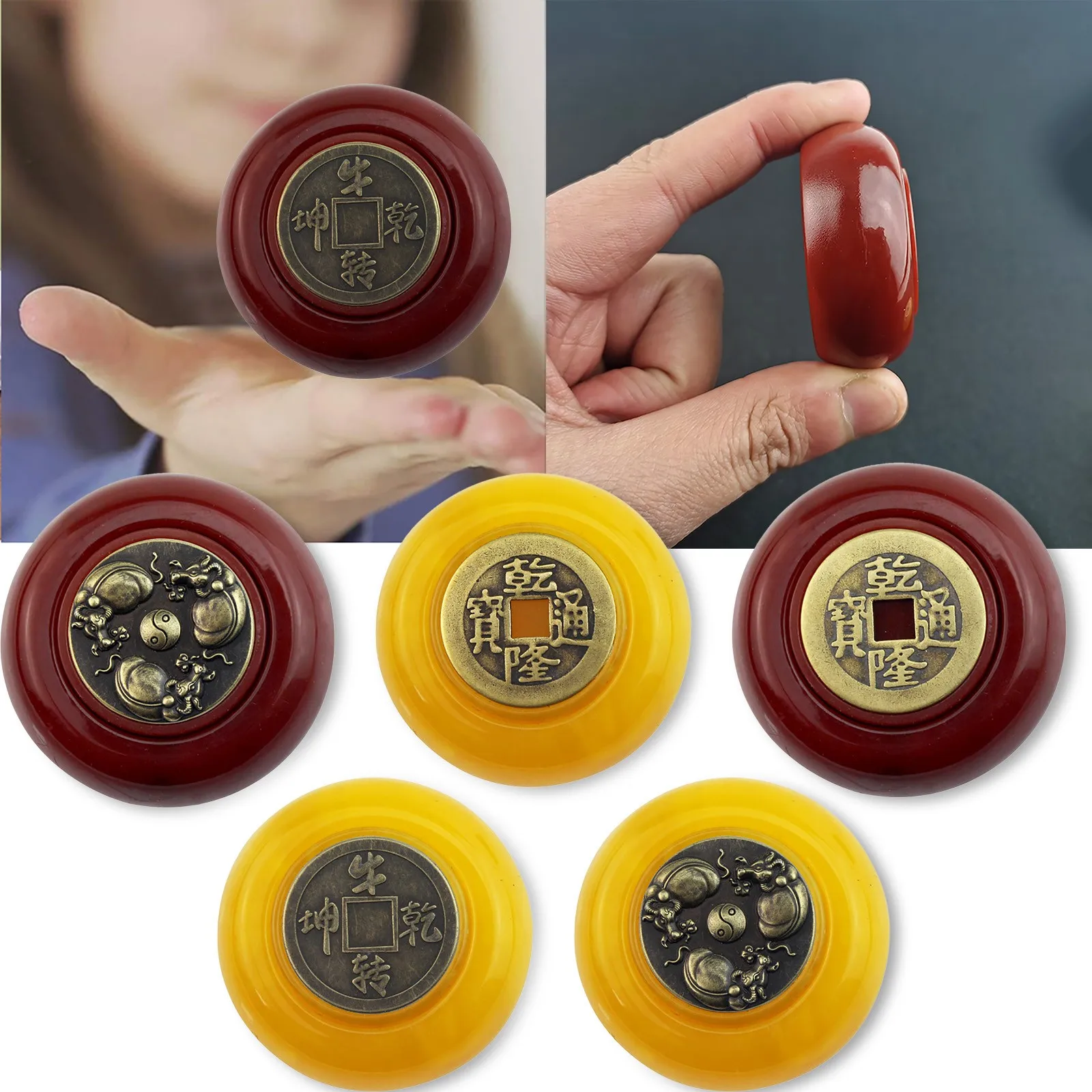 

High Grade Brass Copper Coin Handle Otating Decompression Manual Fingertip Top Toy Family Interactive Toys Gift For Children