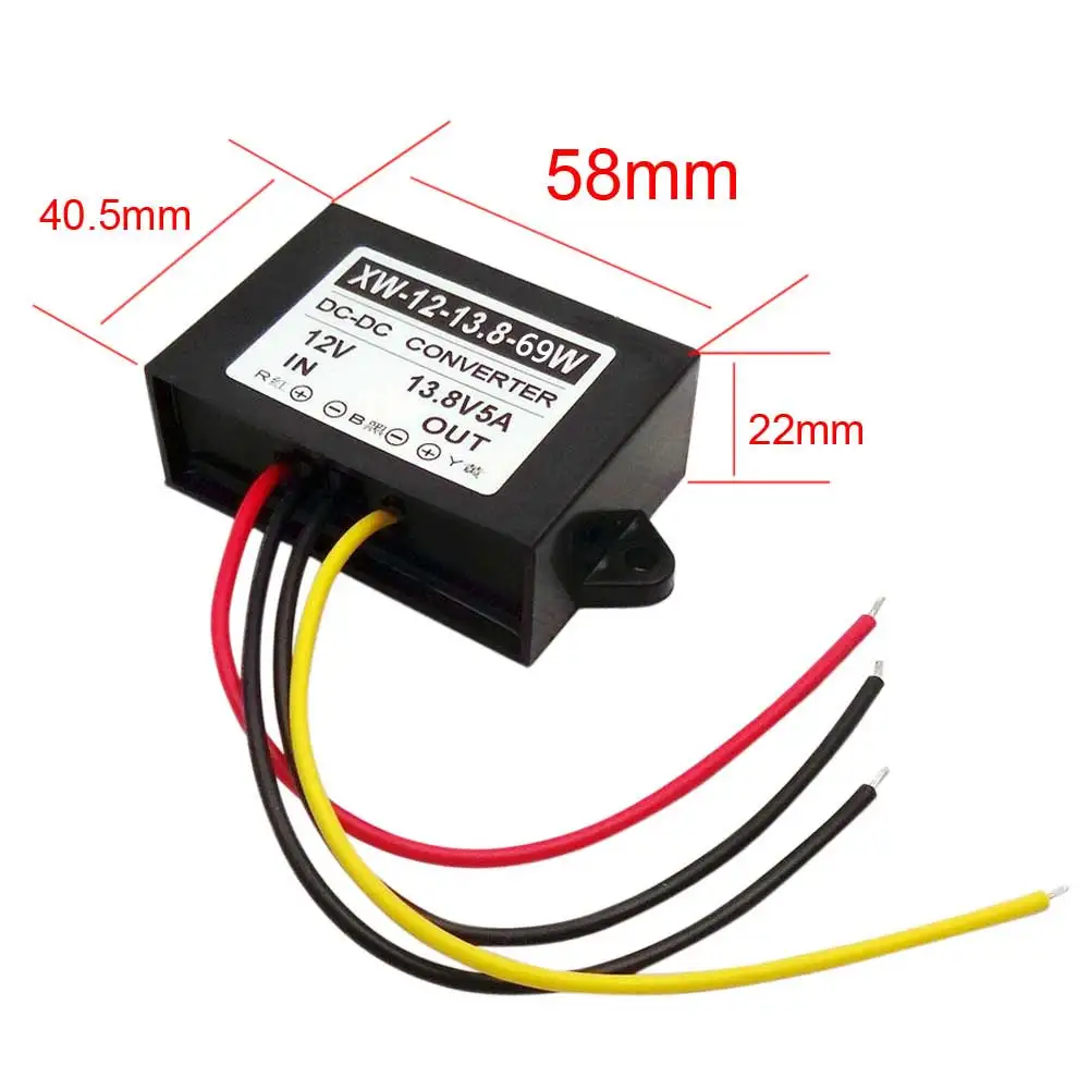 

DC 9 V Step Up To 13.8V 5A 69W Power Supply Converter Waterproof ABS Outer Case Regulator Boost Module