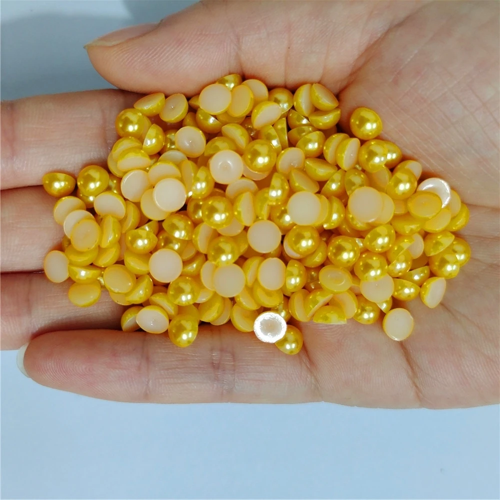 Assorted Sizes Multicolor ABS Half Round Plastic Pearl Flat Back Rhinestones for Nail Art and Jewelry Crafting