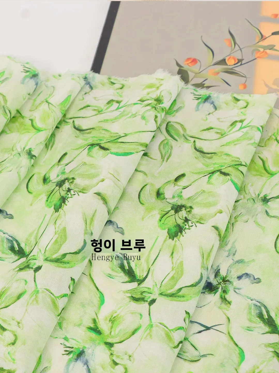 수제 DIY 의류 원단 린넨 레이온 혼방 식물 꽃무늬 프린트 여성 드레스 셔츠 하프 스커트 친환경 디지털 프린팅