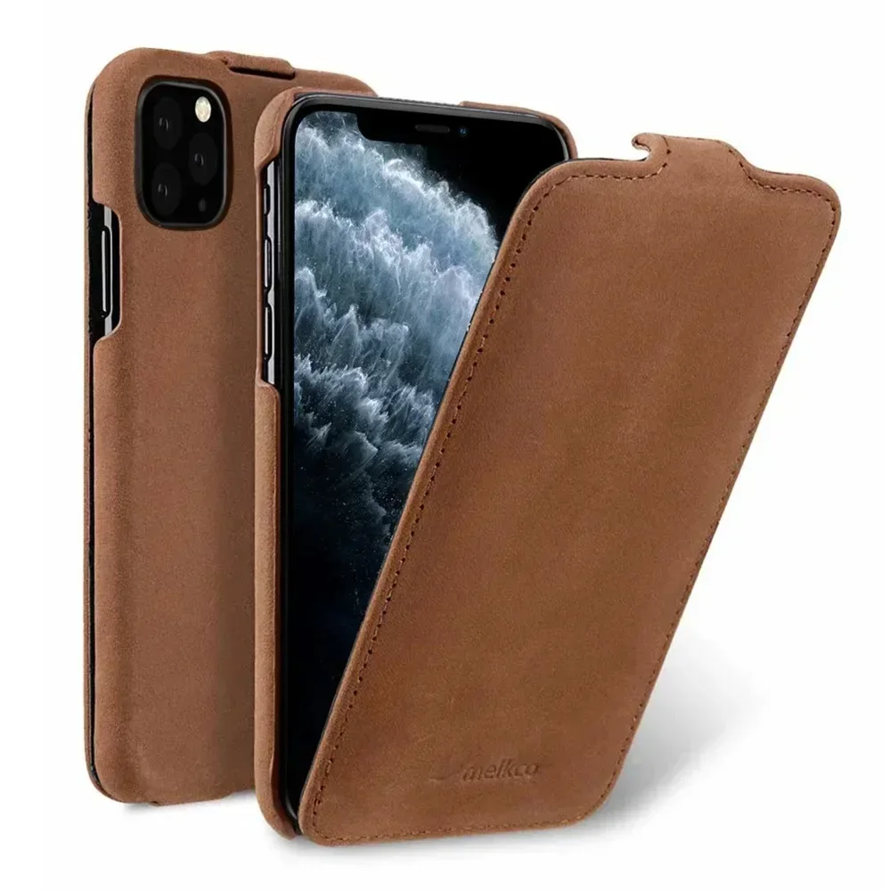 Premium Genuine Leather Flip Case - Luxury Cowhide Phone Cover