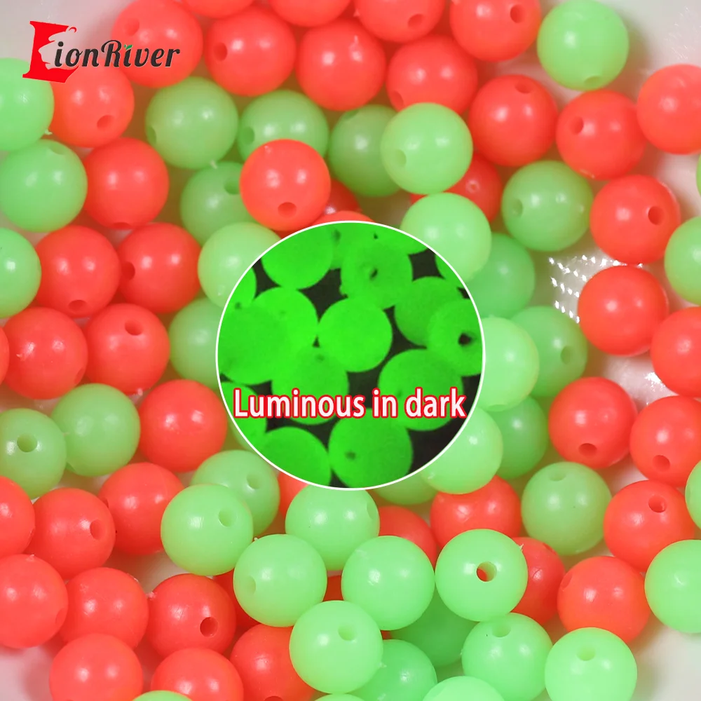 100pcs/Bag Luminous Fishing Beads Stopper Glow Tool Hard Rubber