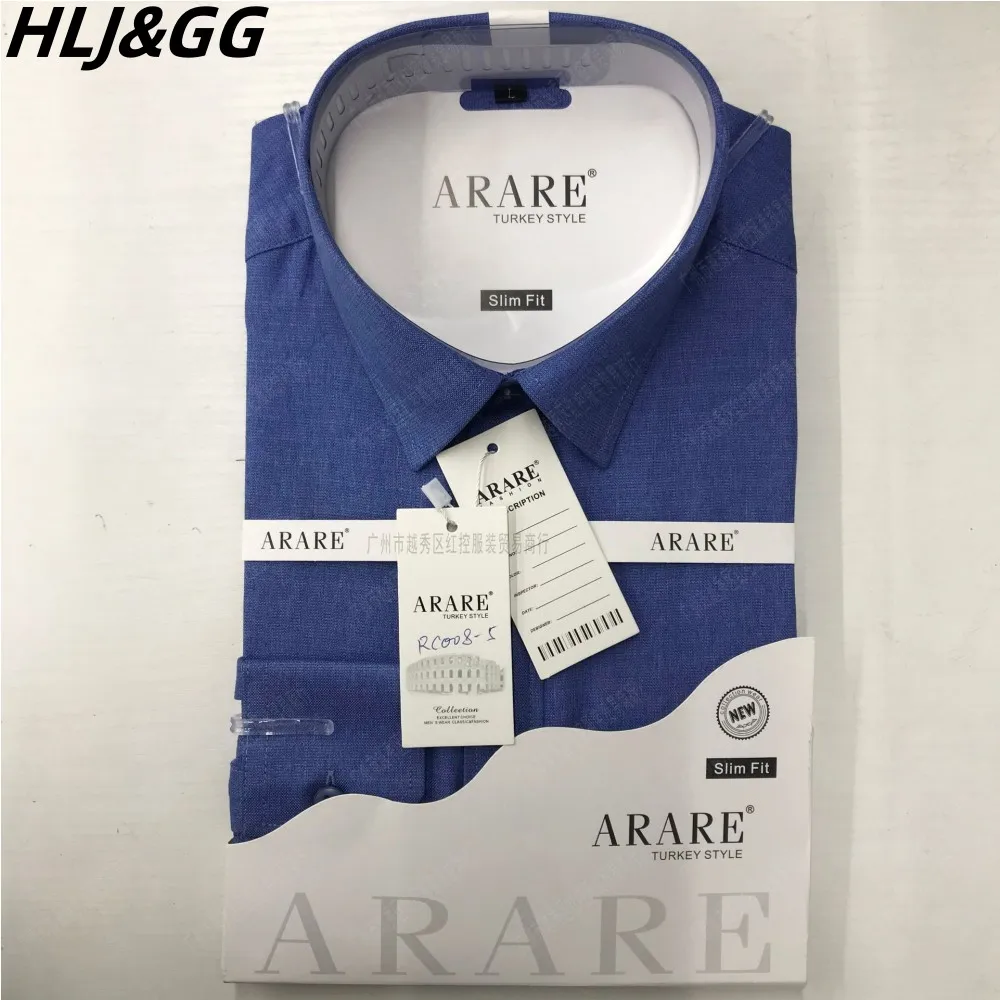 HLJ&GG High End Non Ironing Man's Shirt Business Solid Color Lapel Slim Fit Shirts Classics Single Breasted Dress Shirt for Man