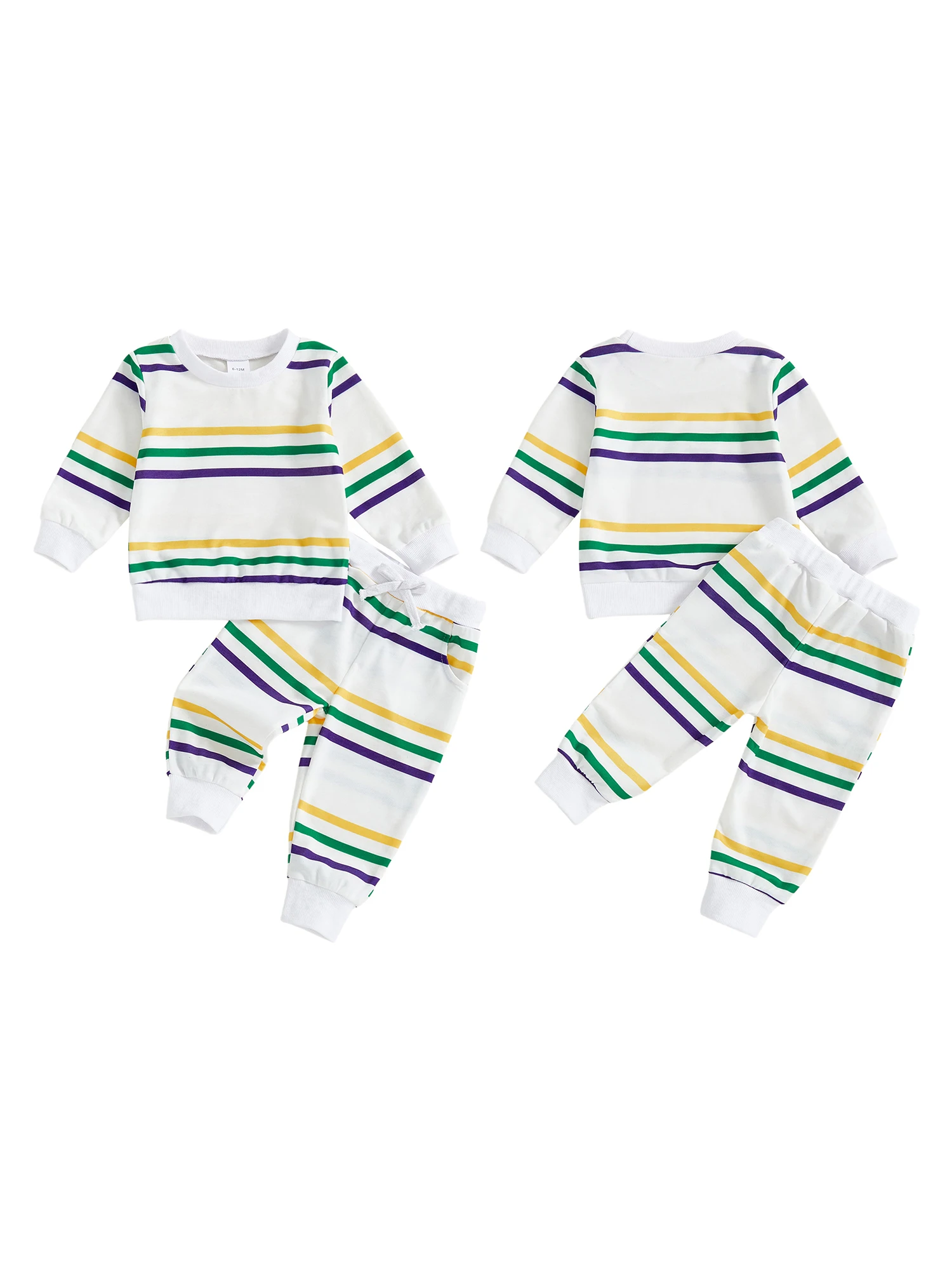 Infant Mardi Gras Costume Colorful Striped Hoodie and Pants Set for Little Ones Carnival Celebration 2 Piece Outfit