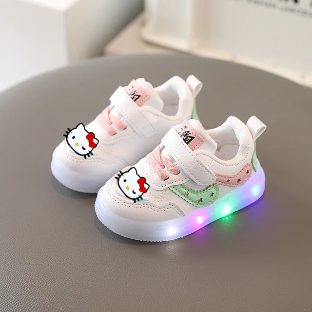 Sapatinho Tenis Hello Kitty com LED para Meninas de 1 a 5 Anos