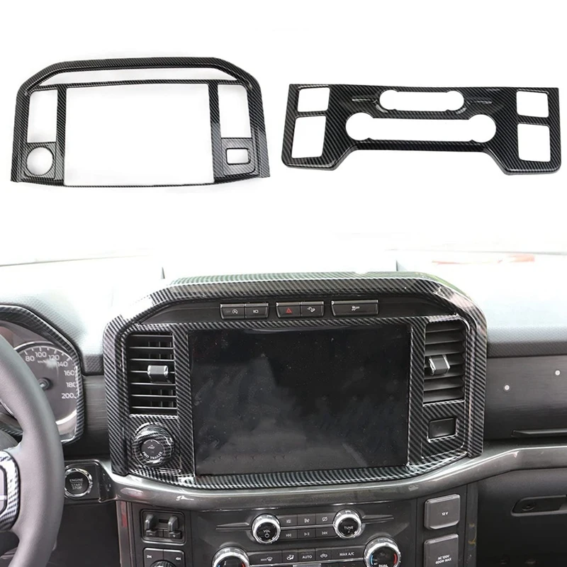 

Carbon Fiber Central Control Panel Cover Trim For Ford F150 2021-2023 AC Adjustment+Navigation Frame Cover ,2PCS Accessories
