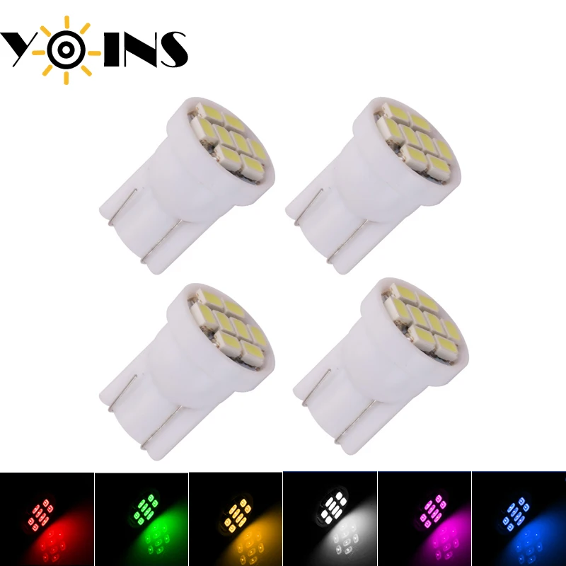 

4pcs T10 W5W 194 Car LED Clearance Lights Interior Instrument Bulbs Side Wedge Lamp 1206 8 SMD 12V White/Red/Green/Yellow/Purple