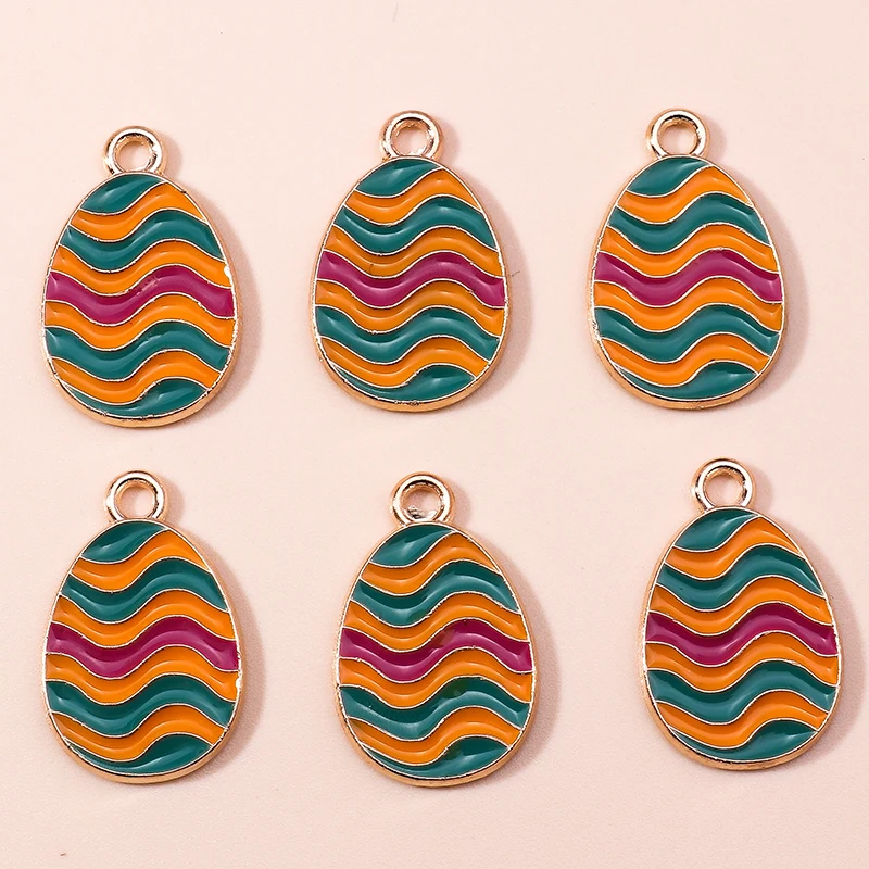 Leslie 10 Stück bunte schöne Kaninchen Hase Ostereier Charms Ostertag Charms Anhänger für DIY Schmuckherstellung handgemachtes Handwerk – Detail 13