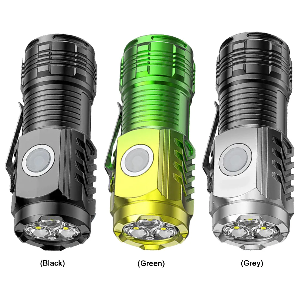 USB 충전식 고출력 LED 손전등, 야외 캠핑 낚시용 휴대용 작업 토치, 500mAh