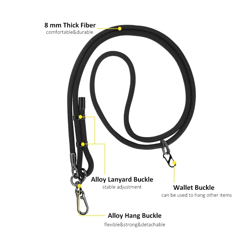 8 mm Thick Cell Phone Lanyard Adjustable Phone Necklace Mobile Phone Strap Crossbody - Image 2