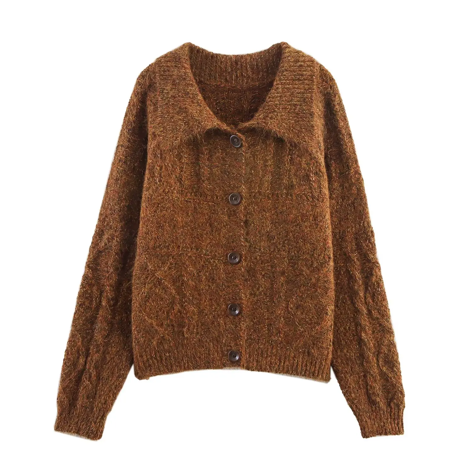 Women's Autumn Winter Fashion Casual Versatile Cardigan Sweater Solid Color Long Sleeve Simple Loose Knitted Cardigan Jacket