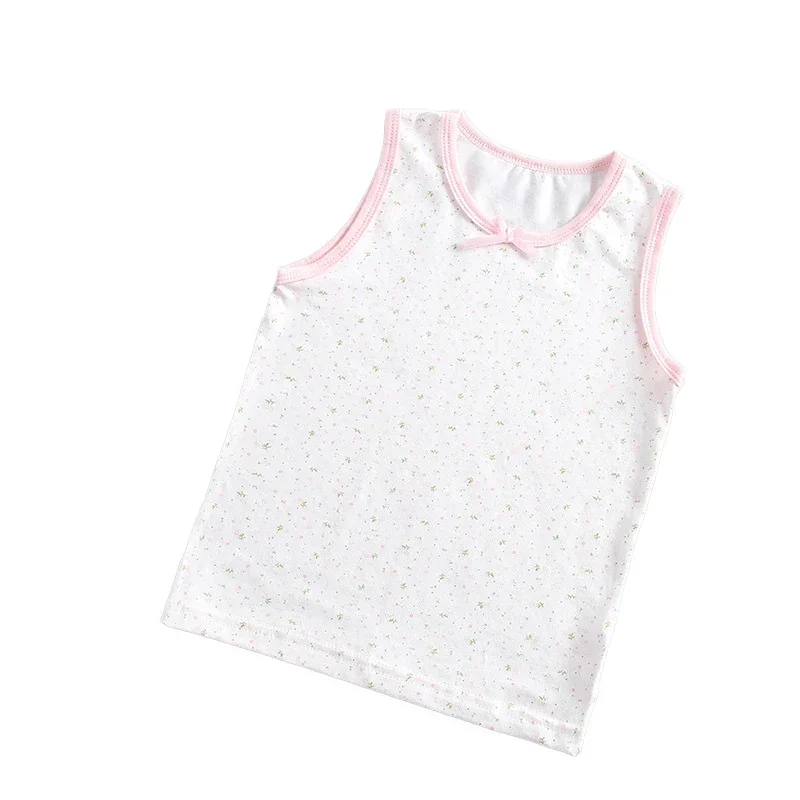 Kids Vest Tank Top Girl Tops Soft Korean Style Pink/Flowered 100-150Yard Cute Fashionable Wear Toddler Tops Teenage Clothes