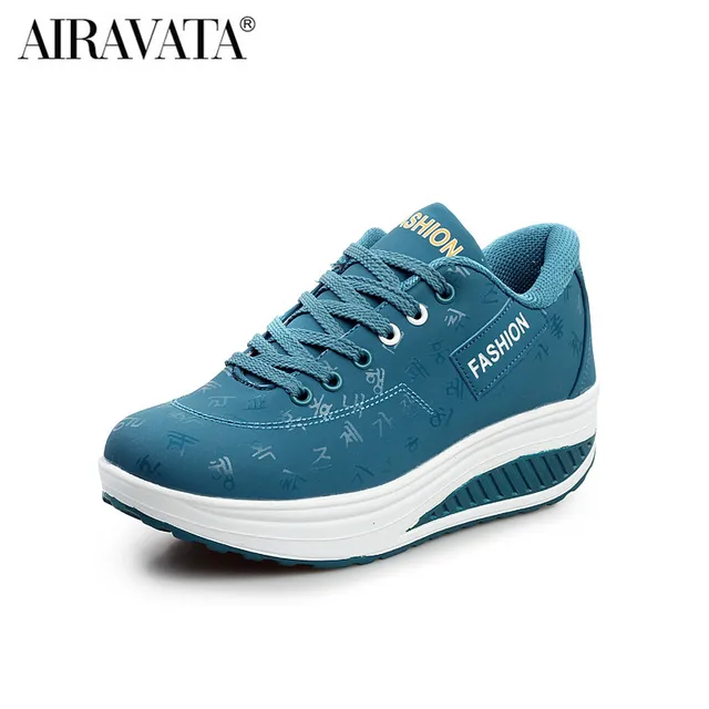 Women's Walking Shoes Fashion Lightweight Breathable Sneakers Casual Thick Bottom Shake Shoes Size 35-42 Blue