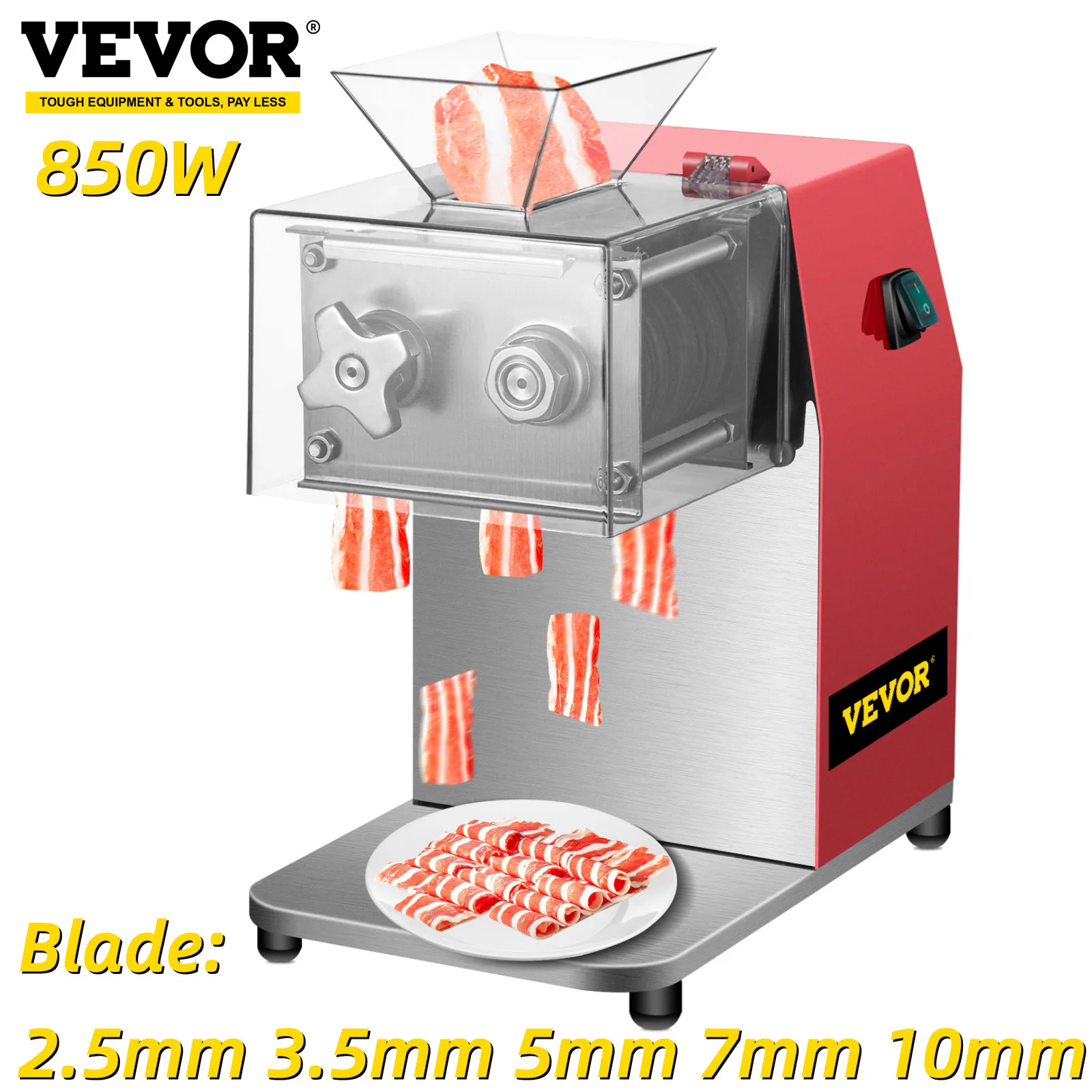 VEVOR 250kg/H Commercial Electric Meat Slicer Grinder Vegetable Cutter Shred Machine 850W Home