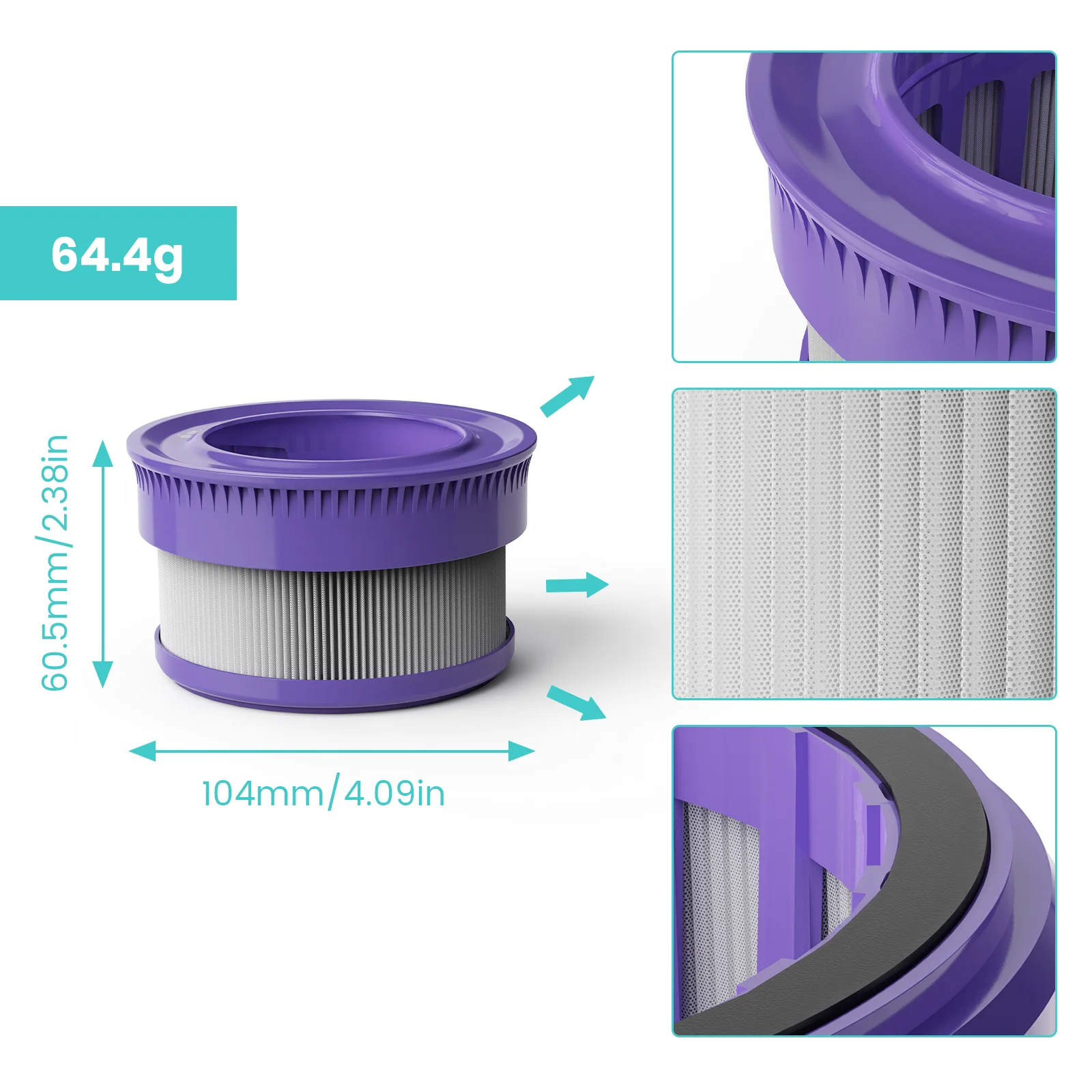 Lefant Ersatz-HEPA-Filter für V1 Staubsauger - Waschbares Wiederverwendbares Ersatzteil, Hohe Effizienz für Staub und Tierhaare – Detail 2