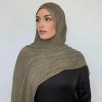 Premium Rayon Viscose Scarf Crepe Fabric Hijab Crinkle Solid Color Shawls Breathable Scarves for Women Textured Rayon Hijab
