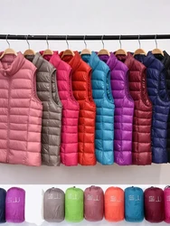 Autumn Winter Ultra-light Women Down Vest Jacket Sleeveless White Duck Down Warm Waistcoat Outerwear Coats For Woman Portable