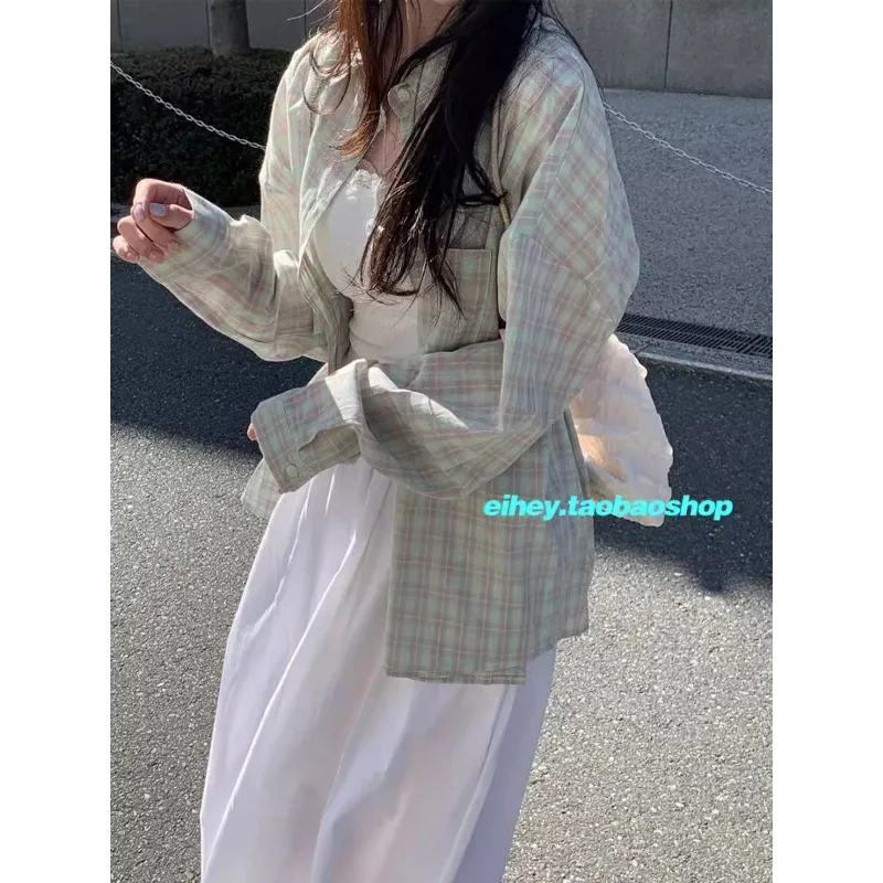 

Рубашка-поло женская с длинным рукавом, свободная однобортная универсальная Повседневная Блузка в Корейском стиле, лето 2024