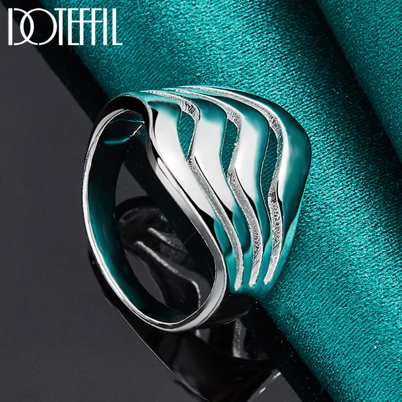 Silver Rings Silver Ring Wedding Rings 925 Sterling Silver Four Lines Smooth Ring For Woman Man