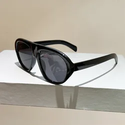 Vintage Leopard Gradient Oval Sunglasses - UV400 Elegant Outdoor Shades (Black)
