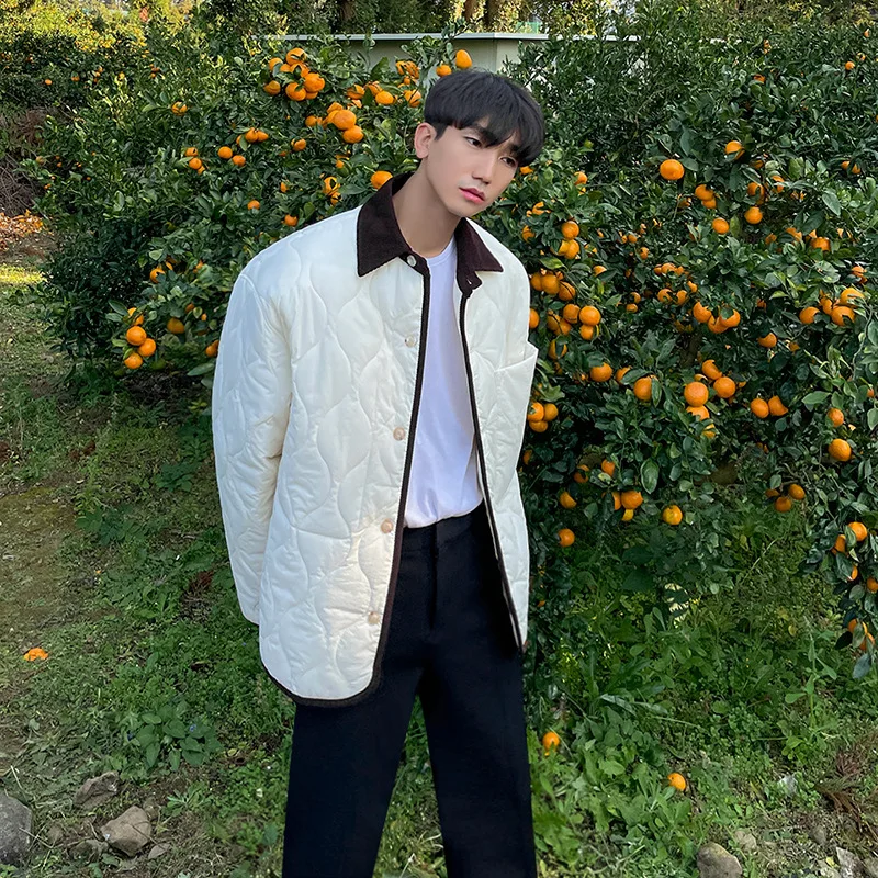 Cotton Jacket Men's Short Korean Version Trend Winter Thickened Cotton Jacket Plaid Bread Jacket Jacket