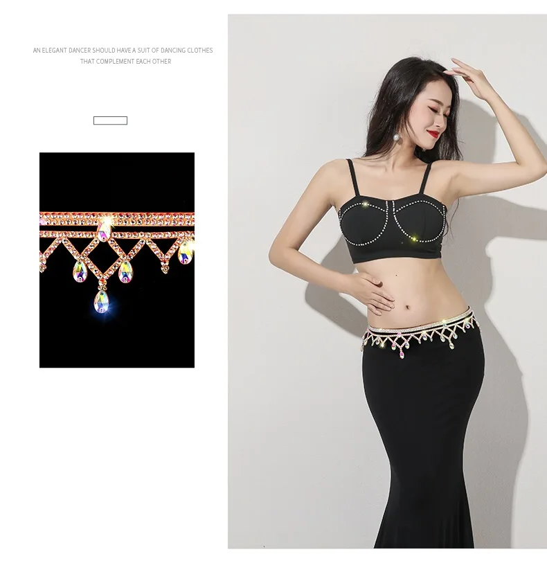 Mode Frauen Taille Kette Bauchtanz Gürtel Schmuck Dancewear Outfit Kostüm Strass für Bauchtanz Leistung – Detail 5