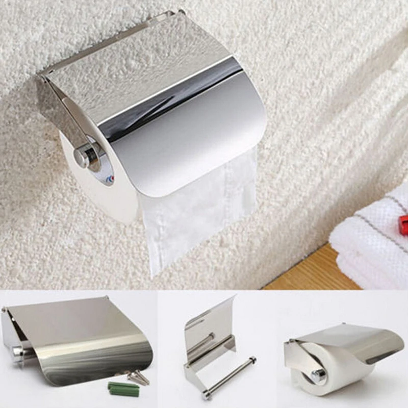 Stainless Steel Bathroom Toilet Paper Holder Roll Tissue Box Wall Mounted toilet paper holder