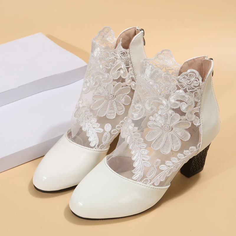 

Женские ботинки с квадратным носком, короткие ботинки из искусственной кожи с острым носком, на молнии, весна-осень 2023